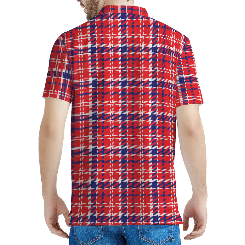 4th of July American Plaid Print Men's Polo Shirt