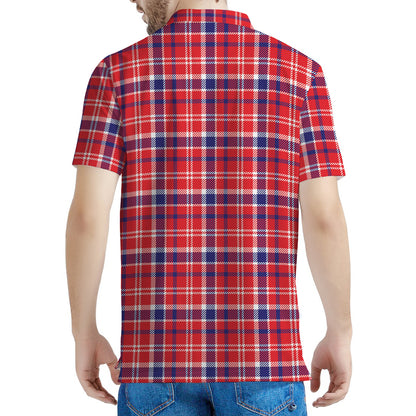 4th of July American Plaid Print Men's Polo Shirt