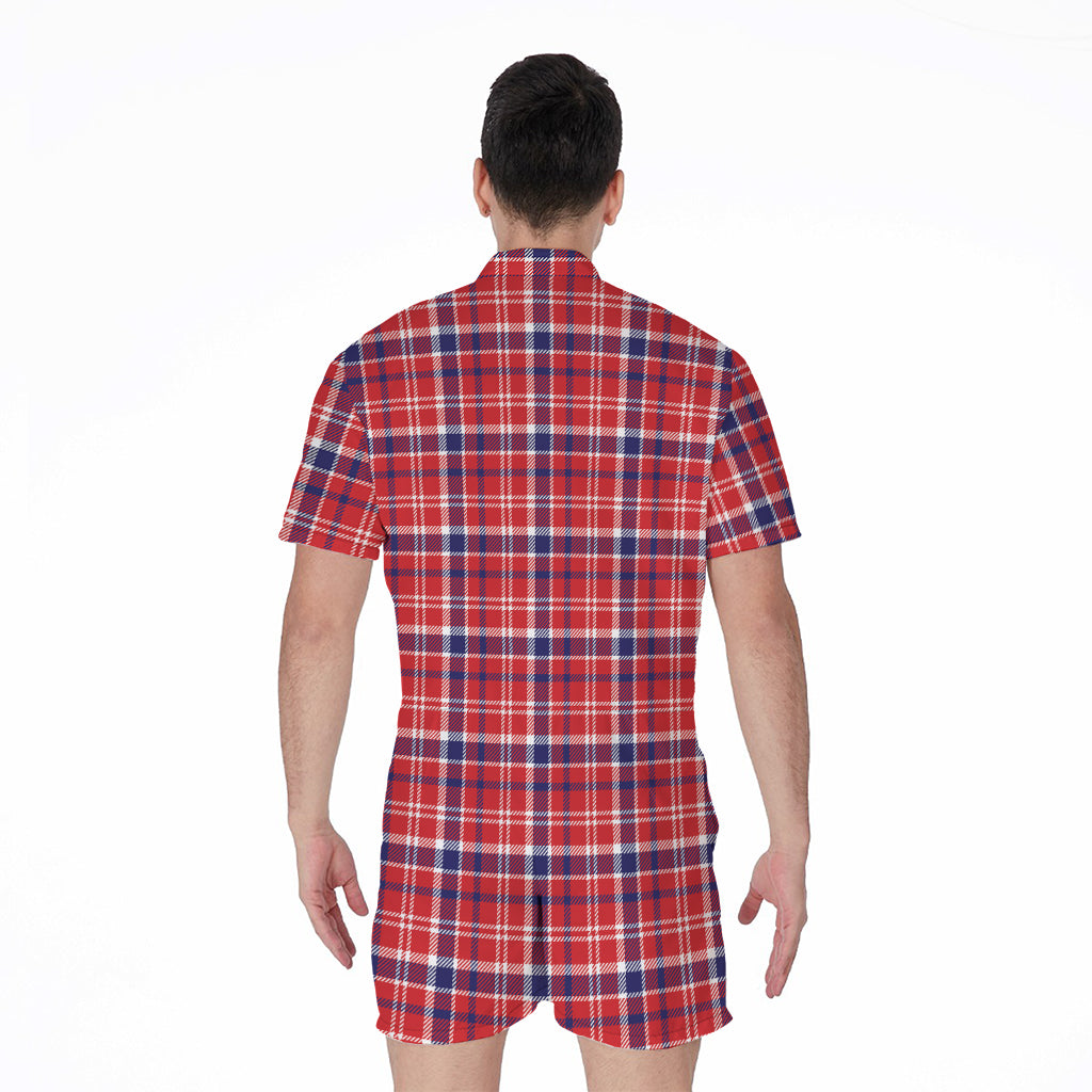 4th of July American Plaid Print Men's Rompers