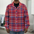 4th of July American Plaid Print Men's Shirt Jacket