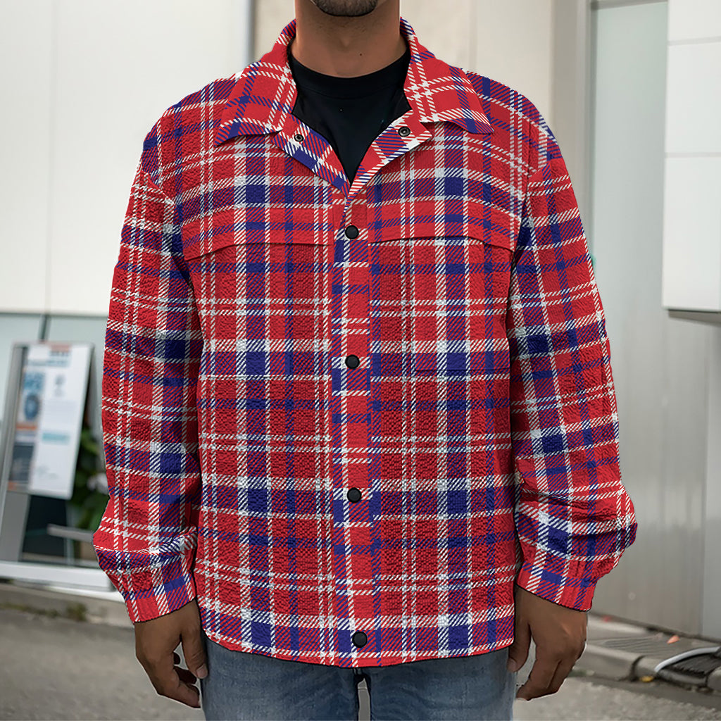 4th of July American Plaid Print Men's Shirt Jacket