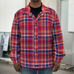 4th of July American Plaid Print Men's Shirt Jacket