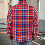 4th of July American Plaid Print Men's Shirt Jacket