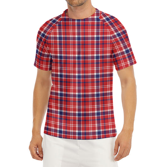 4th of July American Plaid Print Men's Short Sleeve Rash Guard