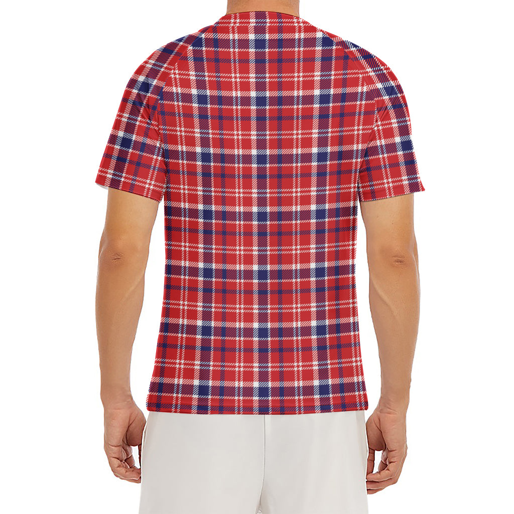 4th of July American Plaid Print Men's Short Sleeve Rash Guard
