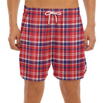 4th of July American Plaid Print Men's Split Running Shorts