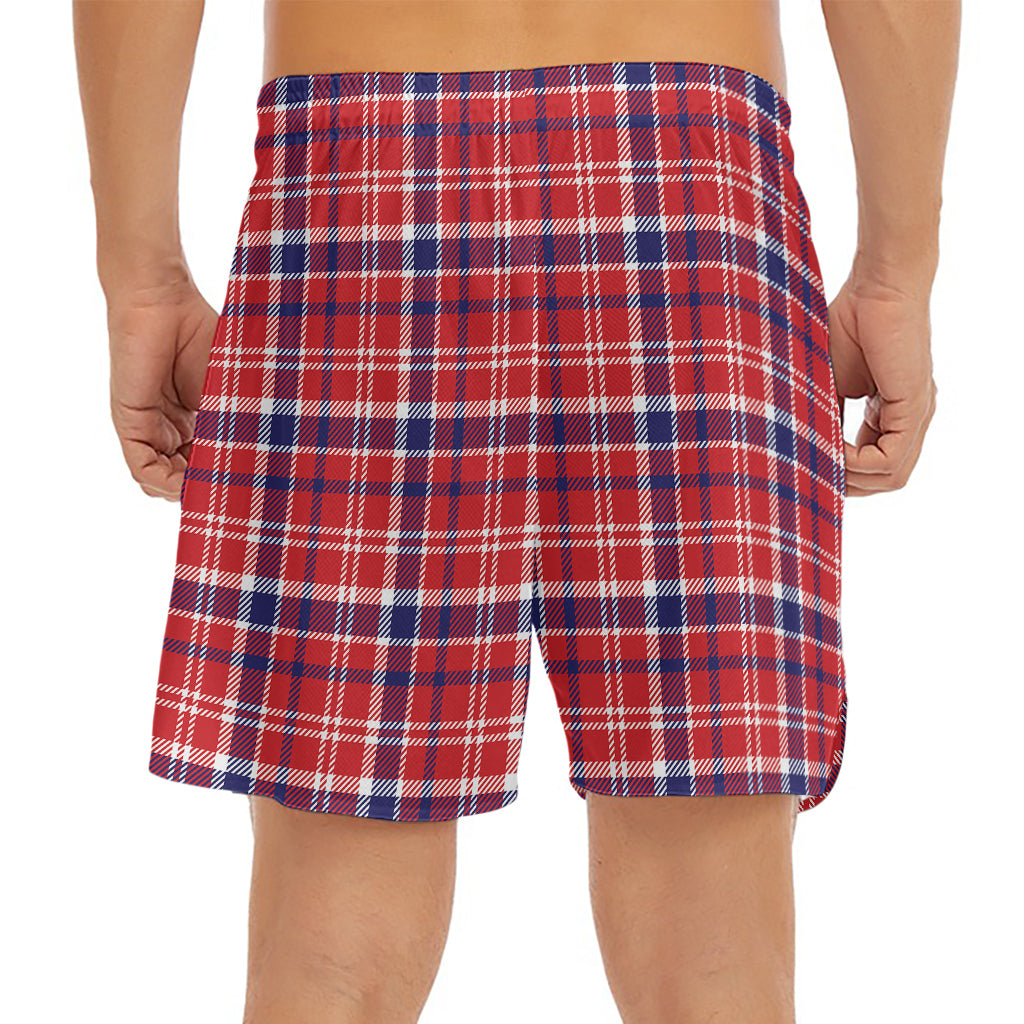 4th of July American Plaid Print Men's Split Running Shorts