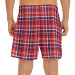 4th of July American Plaid Print Men's Split Running Shorts