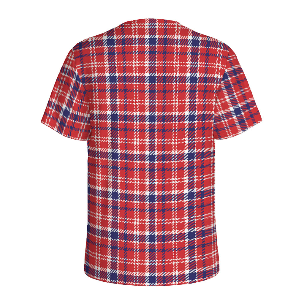 4th of July American Plaid Print Men's Sports T-Shirt