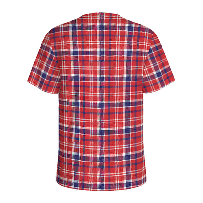 4th of July American Plaid Print Men's Sports T-Shirt