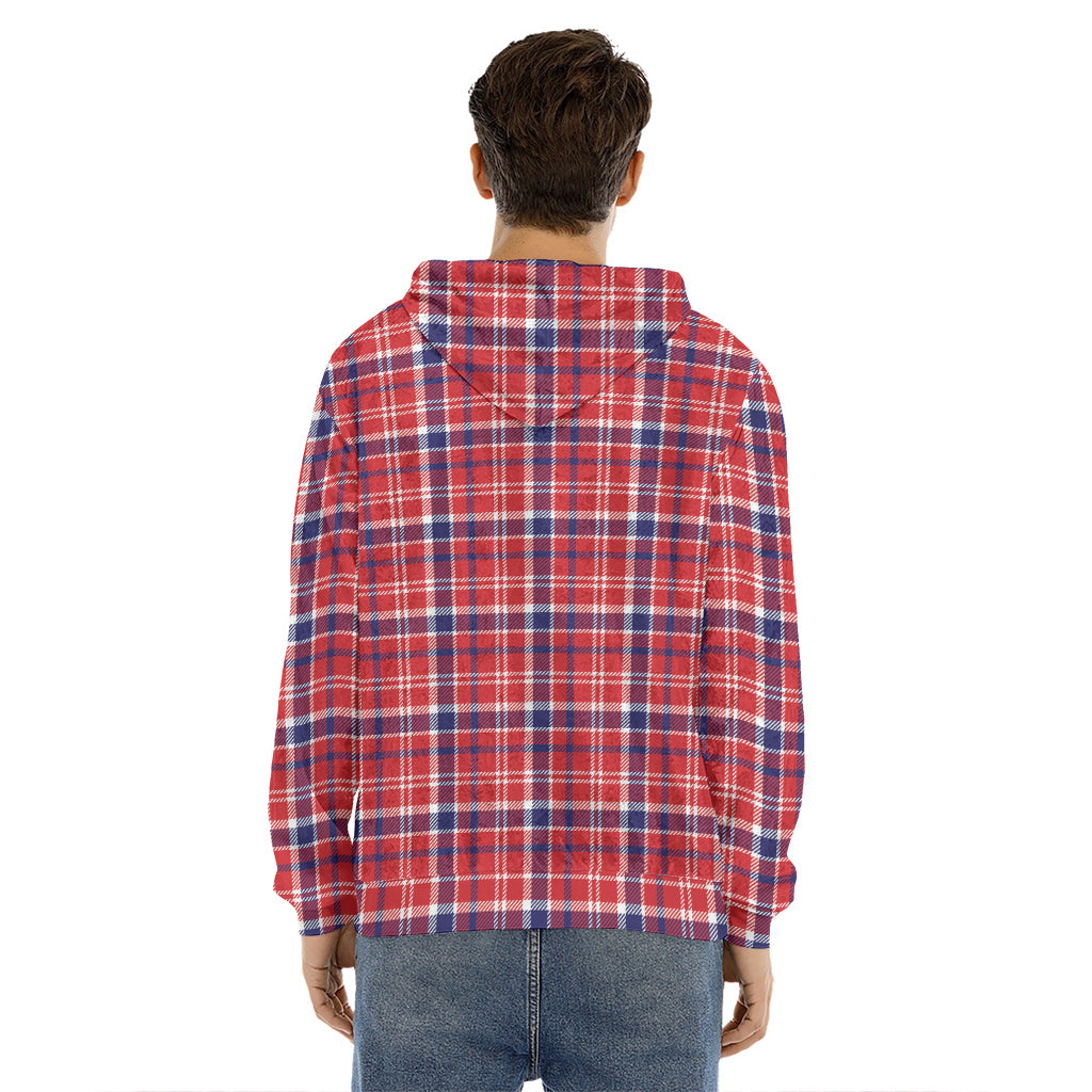 4th of July American Plaid Print Men's Velvet Pullover Hoodie