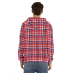 4th of July American Plaid Print Men's Velvet Pullover Hoodie
