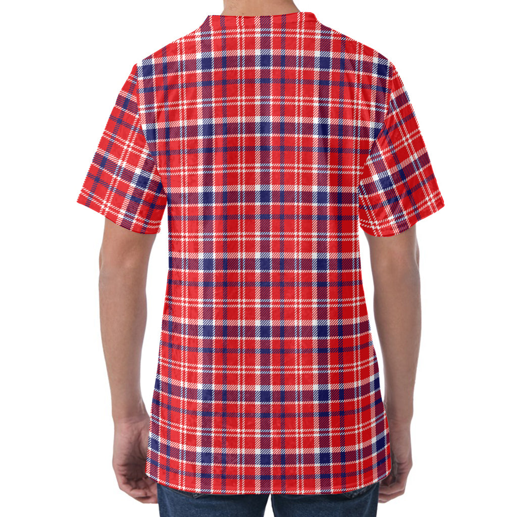 4th of July American Plaid Print Men's Velvet T-Shirt
