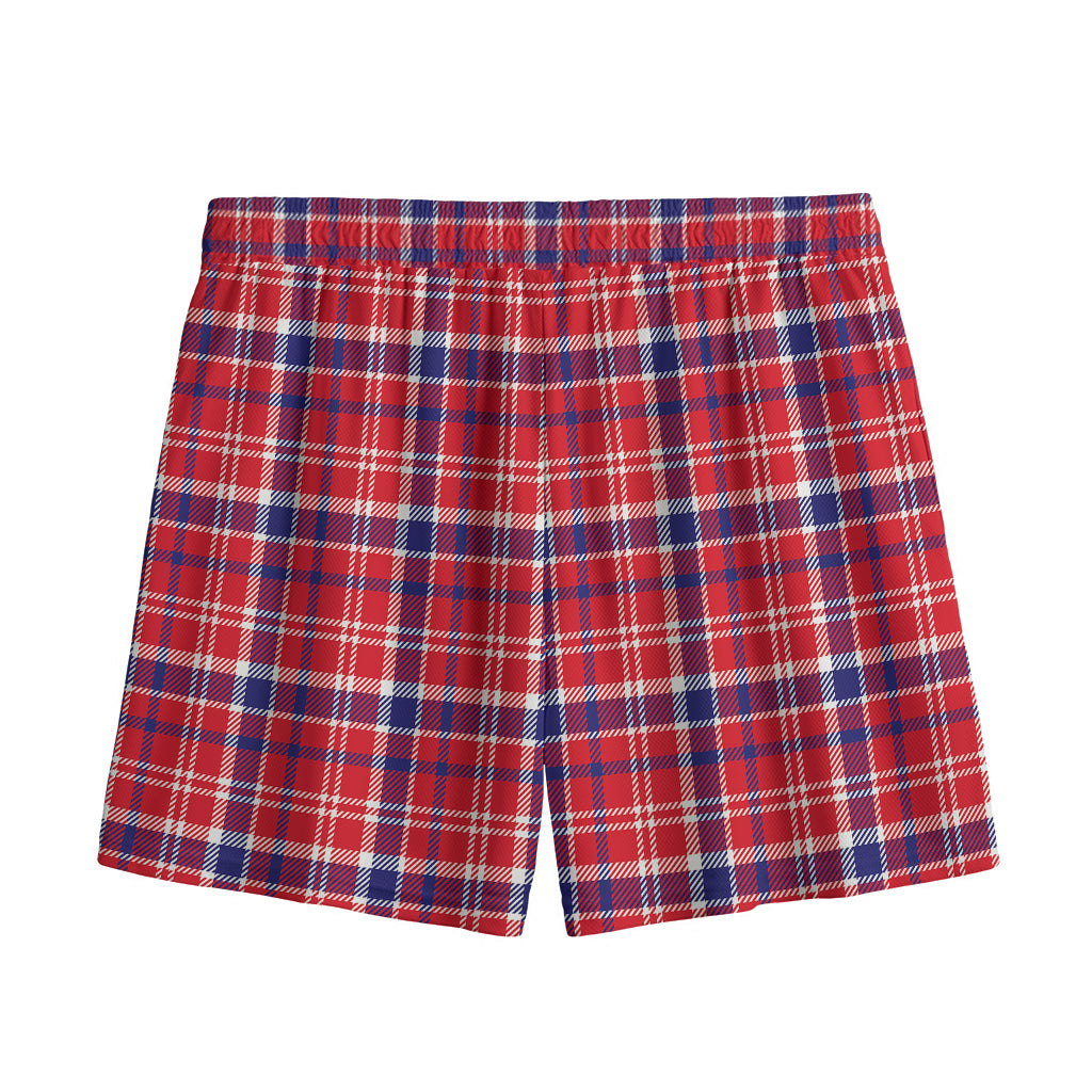 4th of July American Plaid Print Mesh Shorts