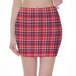 4th of July American Plaid Print Pencil Mini Skirt