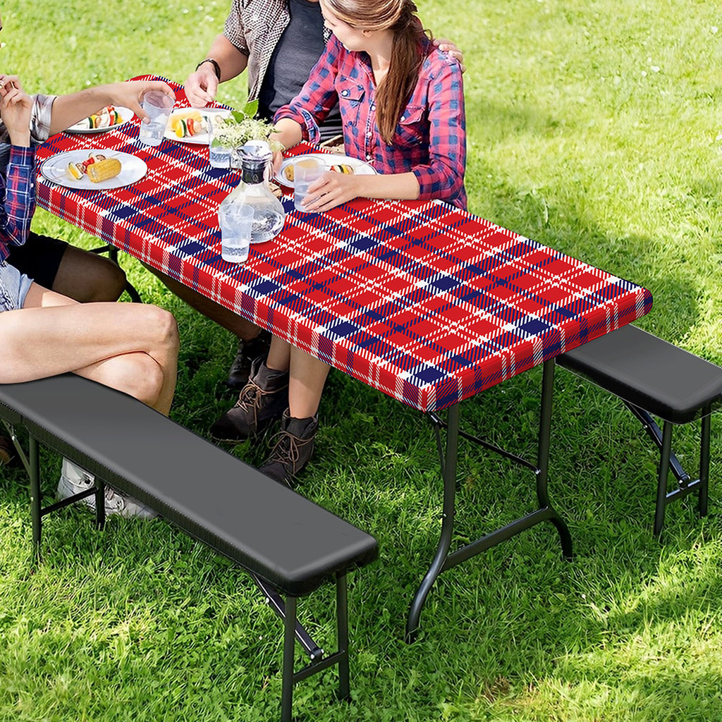 4th of July American Plaid Print Picnic Table Cover