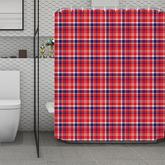4th of July American Plaid Print Polyester Shower Curtain