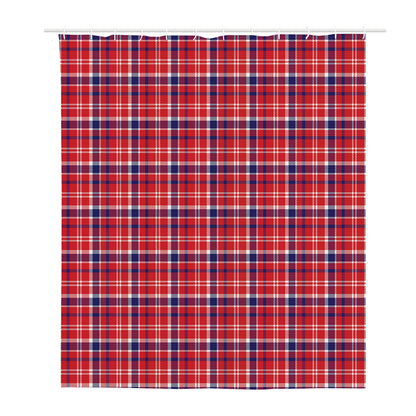 4th of July American Plaid Print Polyester Shower Curtain