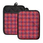 4th of July American Plaid Print Pot Holders With Pocket