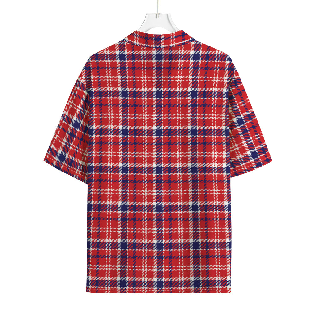4th of July American Plaid Print Rayon Hawaiian Shirt