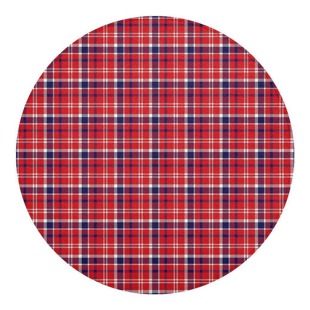 4th of July American Plaid Print Round Blanket