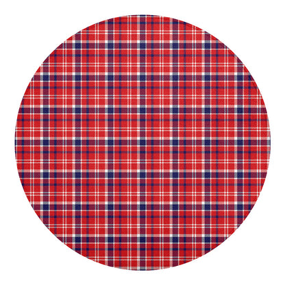 4th of July American Plaid Print Round Blanket