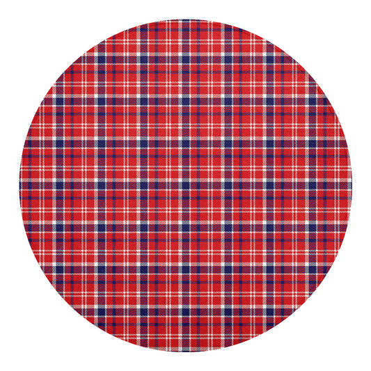4th of July American Plaid Print Round Blanket