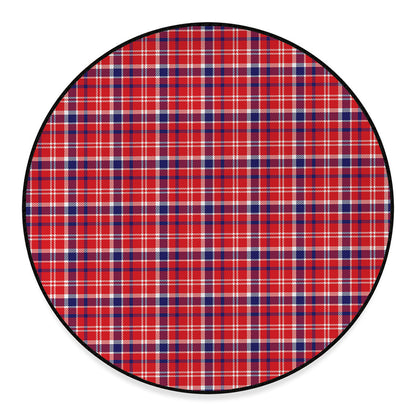 4th of July American Plaid Print Round Floor Mat