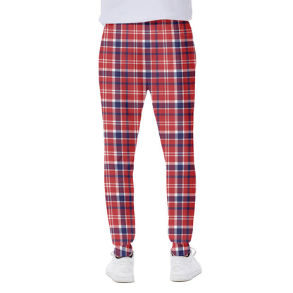 4th of July American Plaid Print Scuba Joggers
