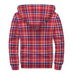4th of July American Plaid Print Sherpa Lined Zip Up Hoodie
