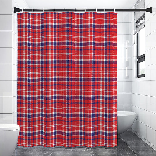 4th of July American Plaid Print Shower Curtain