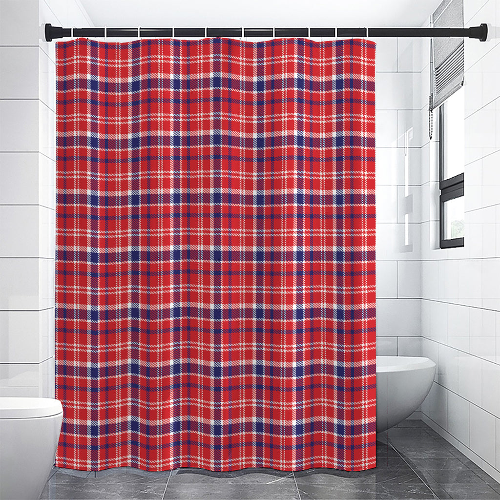 4th of July American Plaid Print Shower Curtain