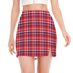 4th of July American Plaid Print Side Slit Mini Skirt