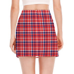 4th of July American Plaid Print Side Slit Mini Skirt