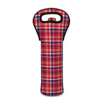 4th of July American Plaid Print Single Neoprene Wine Tote