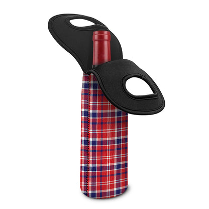 4th of July American Plaid Print Single Neoprene Wine Tote