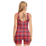4th of July American Plaid Print Sleeveless One Piece Swimsuit