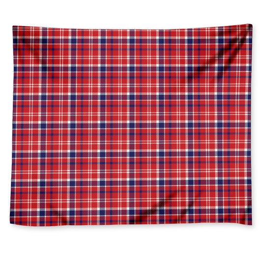 4th of July American Plaid Print Tapestry