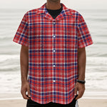 4th of July American Plaid Print Textured Short Sleeve Shirt
