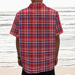 4th of July American Plaid Print Textured Short Sleeve Shirt