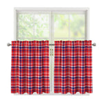 4th of July American Plaid Print Tier Curtains