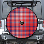 4th of July American Plaid Print Tire Cover With Camera Hole