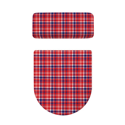 4th of July American Plaid Print Toilet Lid And Tank Cover Set