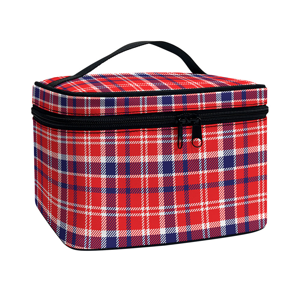 4th of July American Plaid Print Travel Makeup Bag