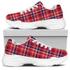 4th of July American Plaid Print White Chunky Shoes