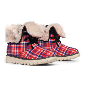 4th of July American Plaid Print Winter Boots