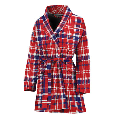 4th of July American Plaid Print Women's Bathrobe