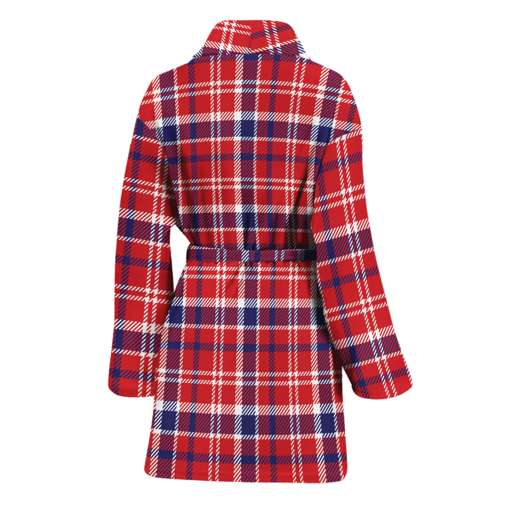 4th of July American Plaid Print Women's Bathrobe
