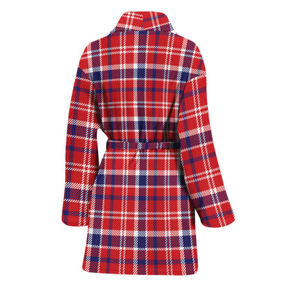 4th of July American Plaid Print Women's Bathrobe