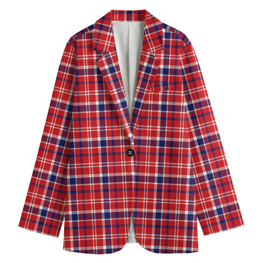4th of July American Plaid Print Women's Blazer